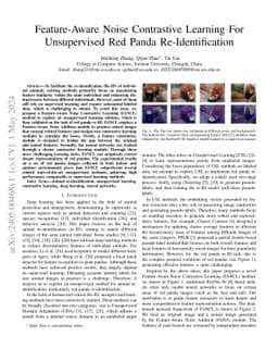 Feature-Aware Noise Contrastive Learning for Unsupervised Red Panda
  Re-Identification