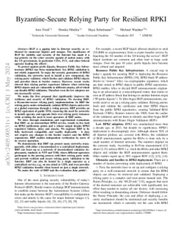 Byzantine-Secure Relying Party for Resilient RPKI