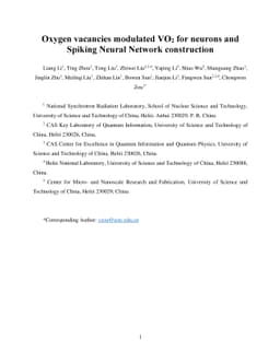 Oxygen vacancies modulated VO2 for neurons and Spiking Neural Network
  construction
