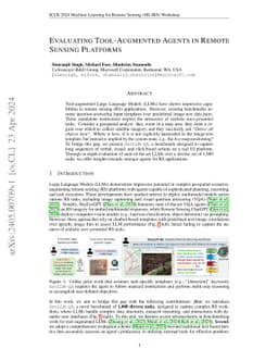 Evaluating Tool-Augmented Agents in Remote Sensing Platforms