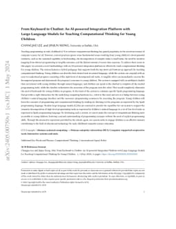From Keyboard to Chatbot: An AI-powered Integration Platform with
  Large-Language Models for Teaching Computational Thinking for Young Children