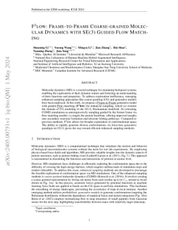 F$^3$low: Frame-to-Frame Coarse-grained Molecular Dynamics with SE(3)
  Guided Flow Matching