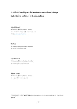 Artificial intelligence for context-aware visual change detection in
  software test automation