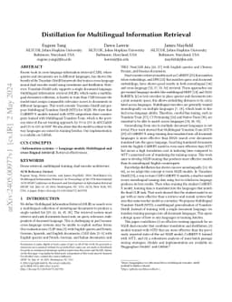 Distillation for Multilingual Information Retrieval