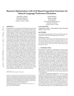 Bayesian Optimization with LLM-Based Acquisition Functions for Natural
  Language Preference Elicitation