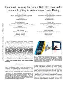 Continual Learning for Robust Gate Detection under Dynamic Lighting in
  Autonomous Drone Racing