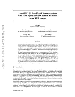 HandS3C: 3D Hand Mesh Reconstruction with State Space Spatial Channel
  Attention from RGB images