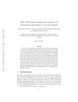 How A/B testing changes the dynamics of information spreading on a
  social network