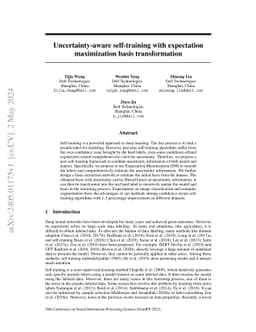 Uncertainty-aware self-training with expectation maximization basis
  transformation