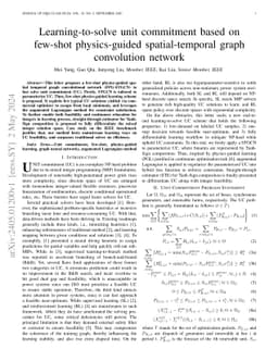 Learning-to-solve unit commitment based on few-shot physics-guided
  spatial-temporal graph convolution network