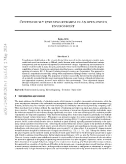 Continuously evolving rewards in an open-ended environment
