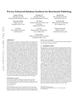 Privacy-Enhanced Database Synthesis for Benchmark Publishing (Technical Report)