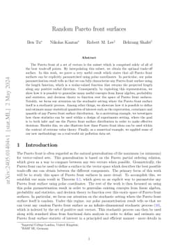 Random Pareto front surfaces