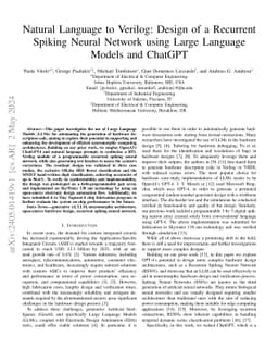 Natural Language to Verilog: Design of a Recurrent Spiking Neural
  Network using Large Language Models and ChatGPT