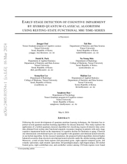 Early-stage detection of cognitive impairment by hybrid
  quantum-classical algorithm using resting-state functional MRI time-series