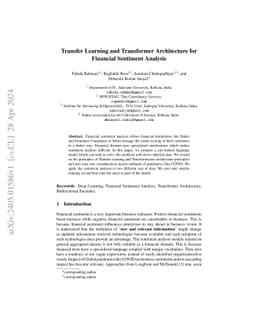 Transfer Learning and Transformer Architecture for Financial Sentiment
  Analysis