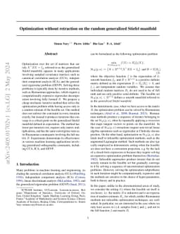 Optimization without Retraction on the Random Generalized Stiefel
  Manifold