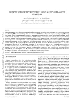 Diabetic Retinopathy Detection Using Quantum Transfer Learning