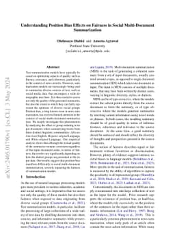 Understanding Position Bias Effects on Fairness in Social Multi-Document
  Summarization