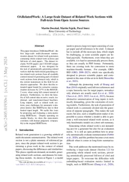 OARelatedWork: A Large-Scale Dataset of Related Work Sections with
  Full-texts from Open Access Sources
