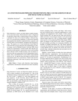 An Attention Based Pipeline for Identifying Pre-Cancer Lesions in Head
  and Neck Clinical Images