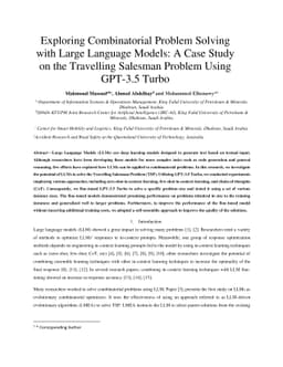 Exploring Combinatorial Problem Solving with Large Language Models: A
  Case Study on the Travelling Salesman Problem Using GPT-3.5 Turbo