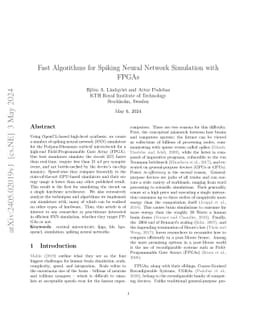 Fast Algorithms for Spiking Neural Network Simulation with FPGAs