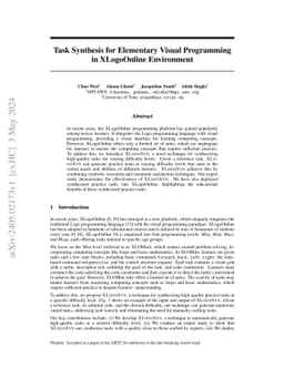Task Synthesis for Elementary Visual Programming in XLogoOnline
  Environment