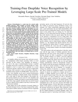Training-Free Deepfake Voice Recognition by Leveraging Large-Scale
  Pre-Trained Models