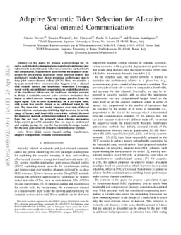 Adaptive Semantic Token Selection for AI-native Goal-oriented
  Communications