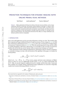 Prediction techniques for dynamic imaging with online primal-dual
  methods