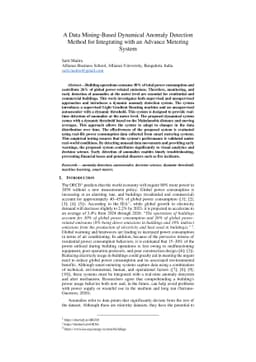 A Data Mining-Based Dynamical Anomaly Detection Method for Integrating
  with an Advance Metering System