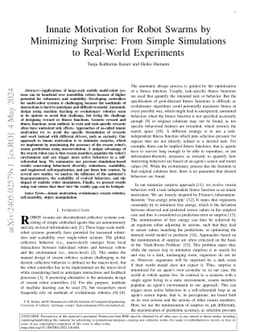 Innate Motivation for Robot Swarms by Minimizing Surprise: From Simple
  Simulations to Real-World Experiments
