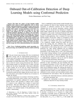 Onboard Out-of-Calibration Detection of Deep Learning Models using
  Conformal Prediction