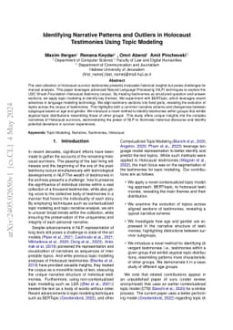 Identifying Narrative Patterns and Outliers in Holocaust Testimonies
  Using Topic Modeling