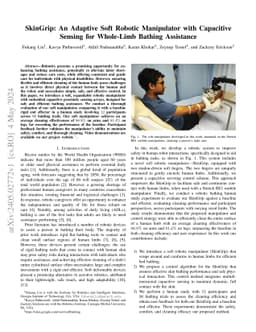 SkinGrip: An Adaptive Soft Robotic Manipulator with Capacitive Sensing for Whole-Limb Bed Bathing Assistance