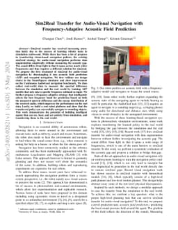 Sim2Real Transfer for Audio-Visual Navigation with Frequency-Adaptive
  Acoustic Field Prediction