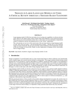 Trojans in Large Language Models of Code: A Critical Review through a
  Trigger-Based Taxonomy