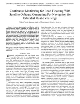 Continuous Monitoring for Road Flooding With Satellite Onboard Computing
  For Navigation for OrbitalAI Φsat-2 challenge
