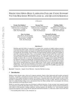 Predicting Open-Hole Laminates Failure Using Support Vector Machines
  With Classical and Quantum Kernels