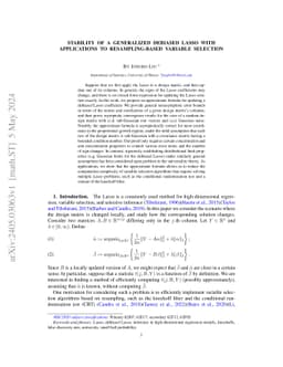 Stability of a Generalized Debiased Lasso with Applications to
  Resampling-Based Variable Selection