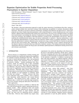 Bayesian optimization for stable properties amid processing fluctuations
  in sputter deposition