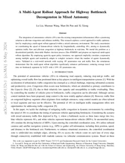A Multi-Agent Rollout Approach for Highway Bottleneck Decongenston in
  Mixed Autonomy