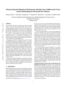 Characterizing the Dilemma of Performance and Index Size in
  Billion-Scale Vector Search and Breaking It with Second-Tier Memory