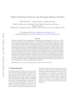 Online Clustering of Known and Emerging Malware Families
