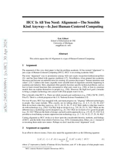 HCC Is All You Need: Alignment-The Sensible Kind Anyway-Is Just
  Human-Centered Computing