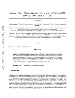 Improve Cross-Modality Segmentation by Treating MRI Images as Inverted
  CT Scans