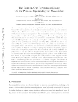 The Fault in Our Recommendations: On the Perils of Optimizing the
  Measurable