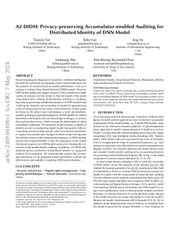 A2-DIDM: Privacy-preserving Accumulator-enabled Auditing for Distributed
  Identity of DNN Model