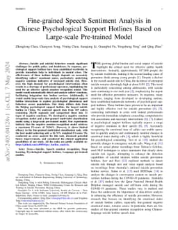 Fine-grained Speech Sentiment Analysis in Chinese Psychological Support
  Hotlines Based on Large-scale Pre-trained Model